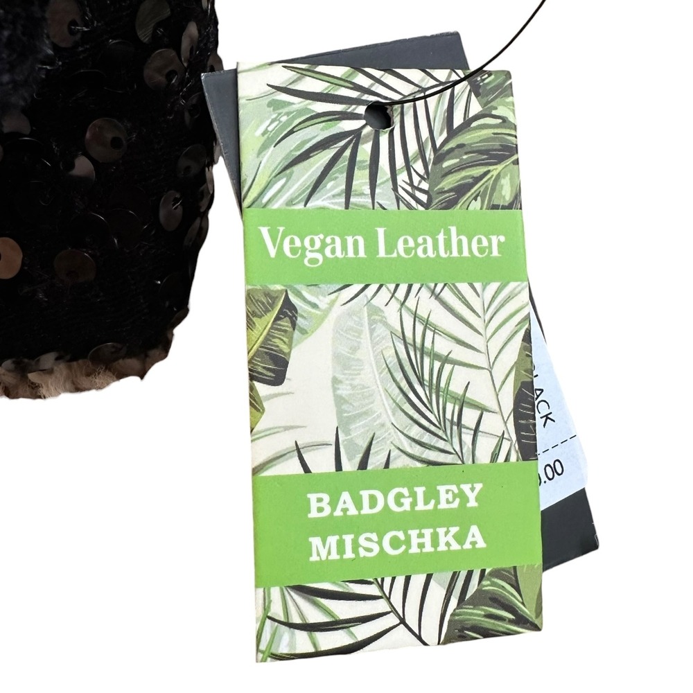 Badgley Mischka Black Sequin‎ Metal Handle Bag BMH 535 Vegan Leather MSRP 120 - Picture 3 of 12